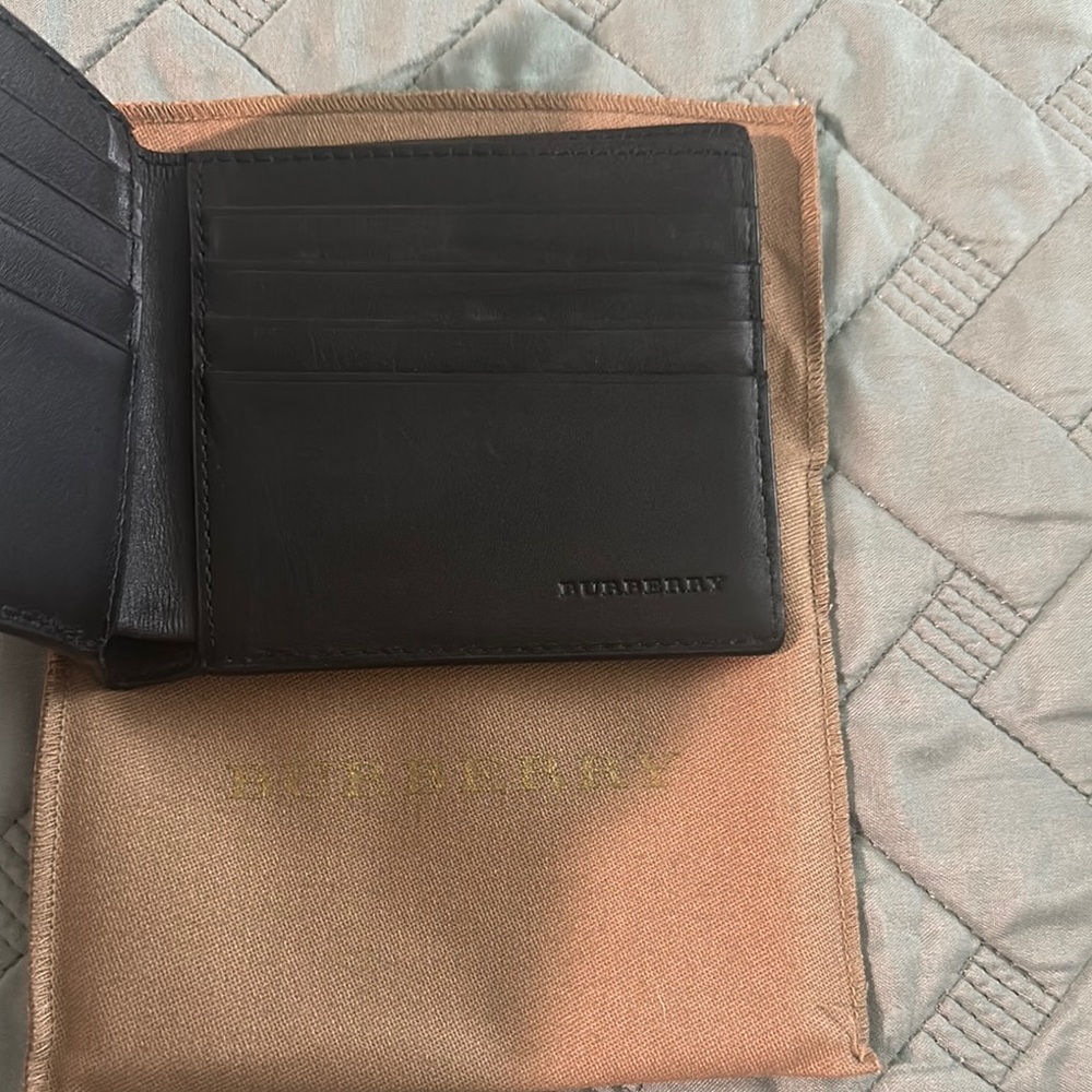 Burberry Black & Blue Leather Check Bifold Wallet (Never Used) - Picture 3 of 5